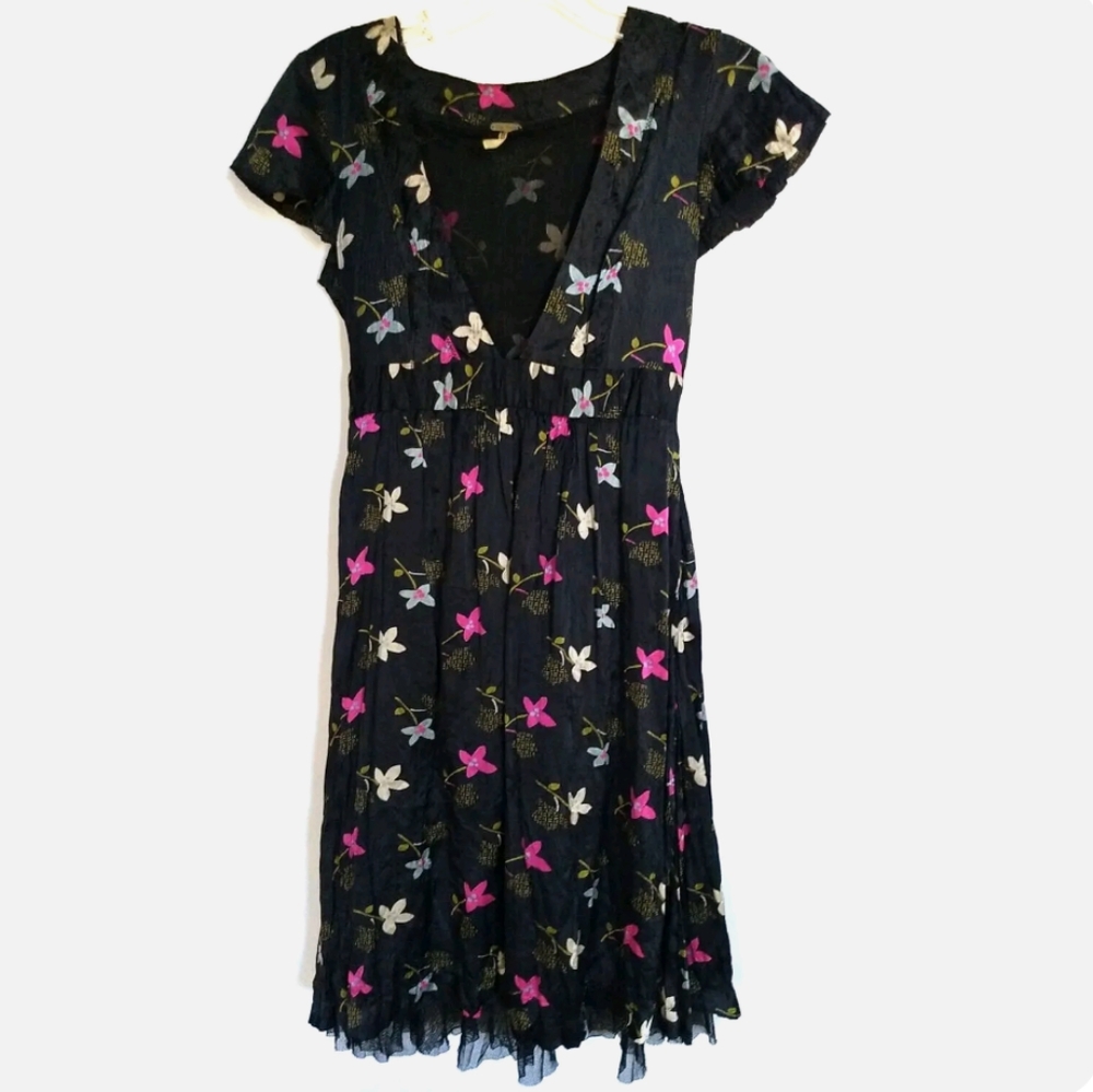 FREE PEOPLE SUPER CUTE IN BLOOM V NECK KNEE LENGTH DRESS SIZE 2